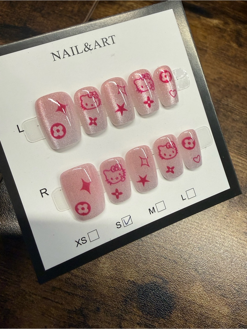 Pink Glitter Hello Kitty Press-On Nails